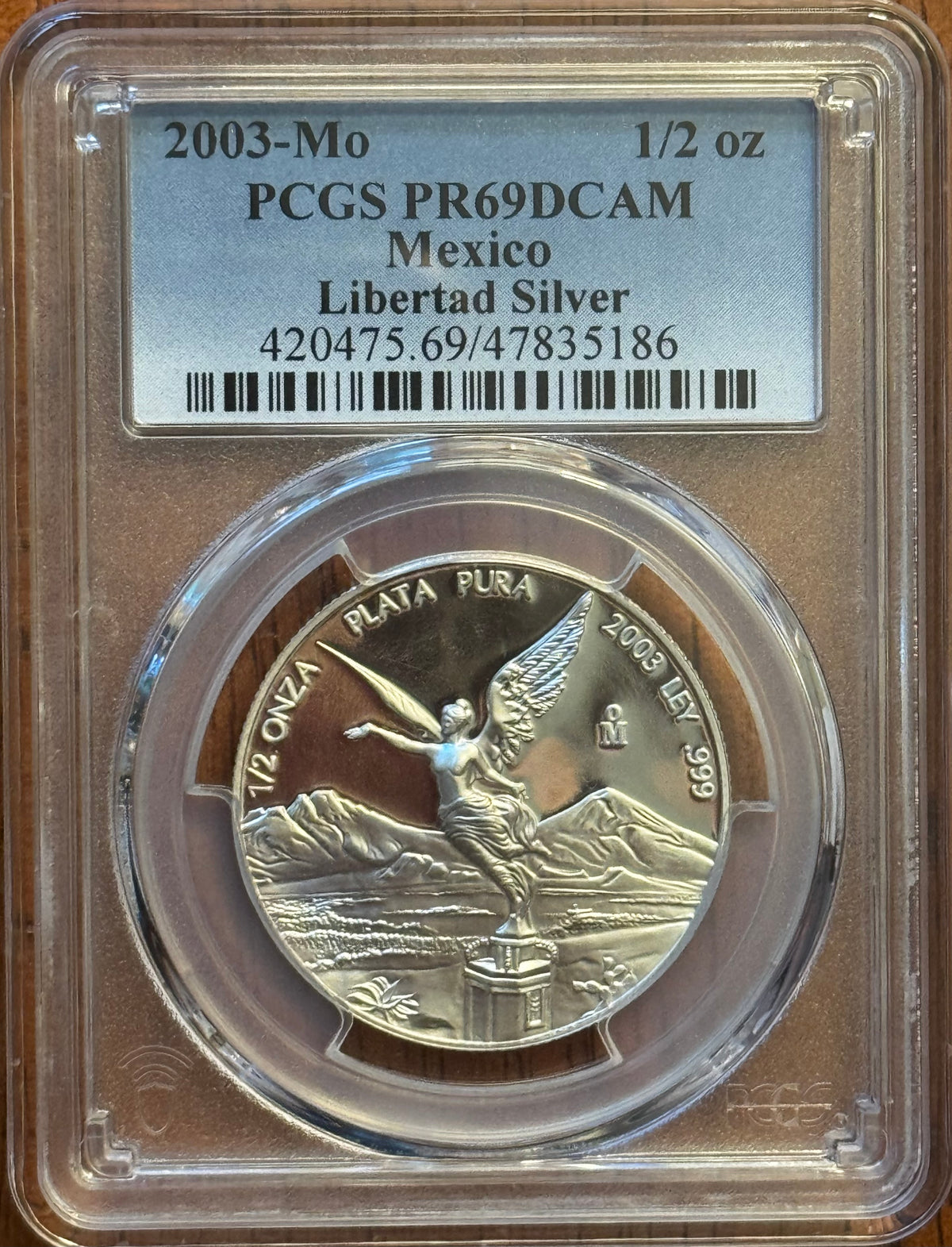 2003-Mo Mexico 1/2 oz Silver Libertad Proof - PCGS PR69DCAM Detached Wing