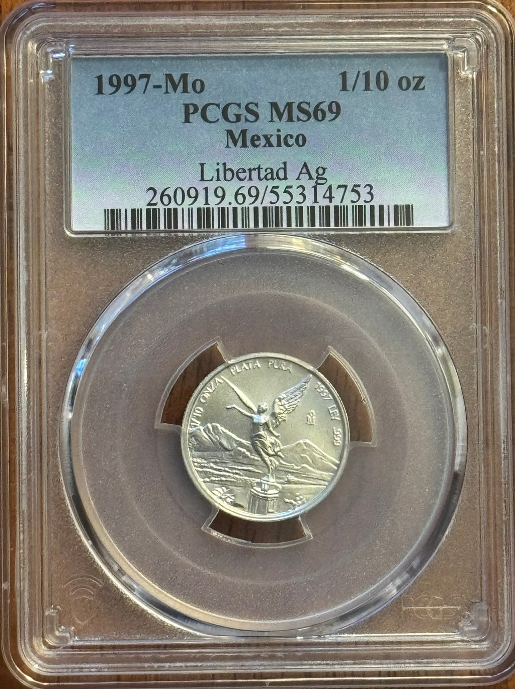 1997-Mo Mexico 1/10 oz Libertad BU - PCGS MS69
