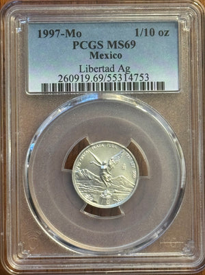 1997-Mo Mexico 1/10 oz Libertad BU - PCGS MS69