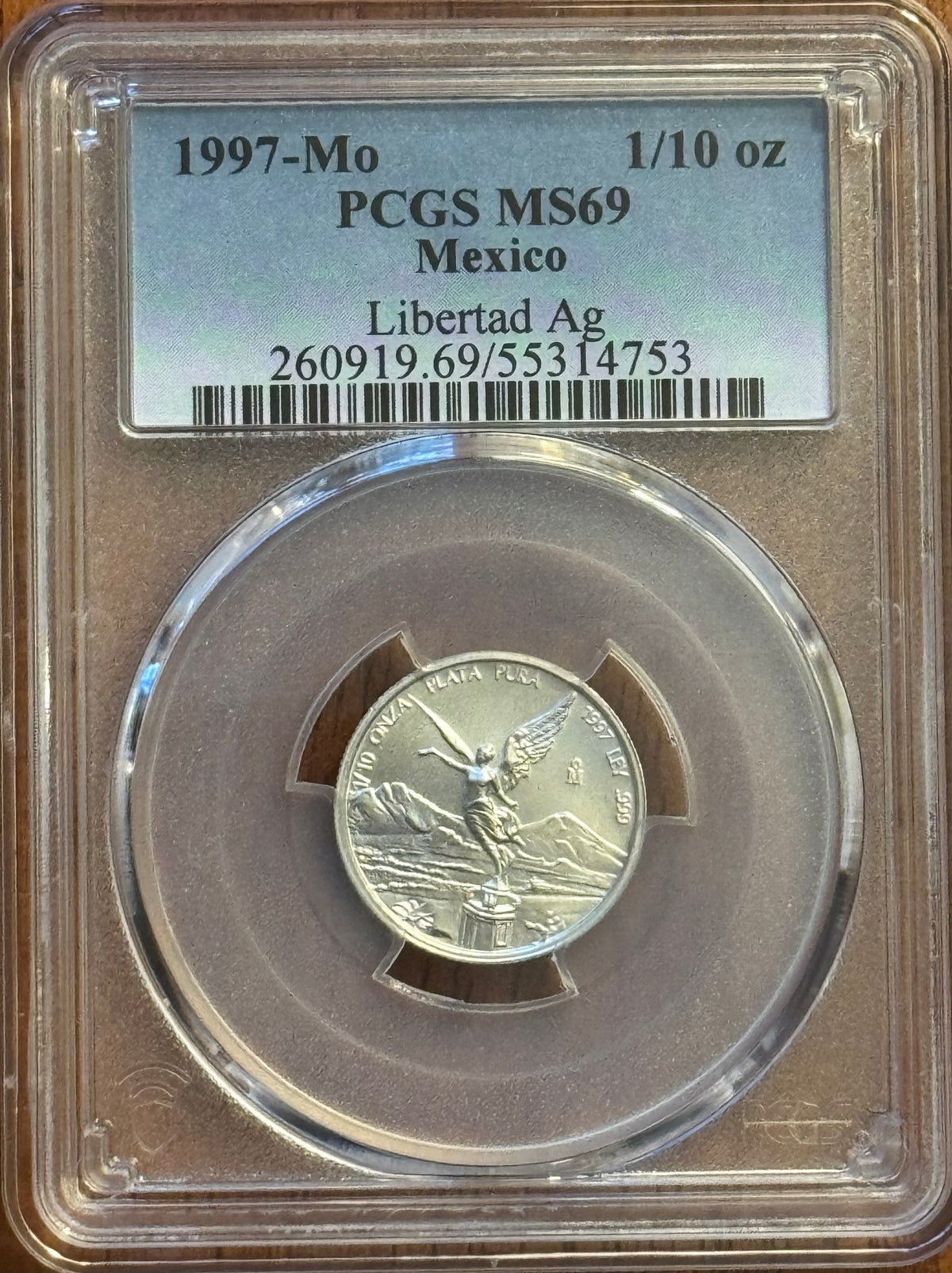 1997-Mo Mexico 1/10 oz Libertad BU - PCGS MS69