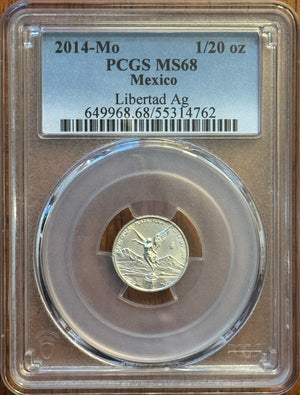 2014-Mo Mexico 1/20 oz Libertad BU - PCGS MS68