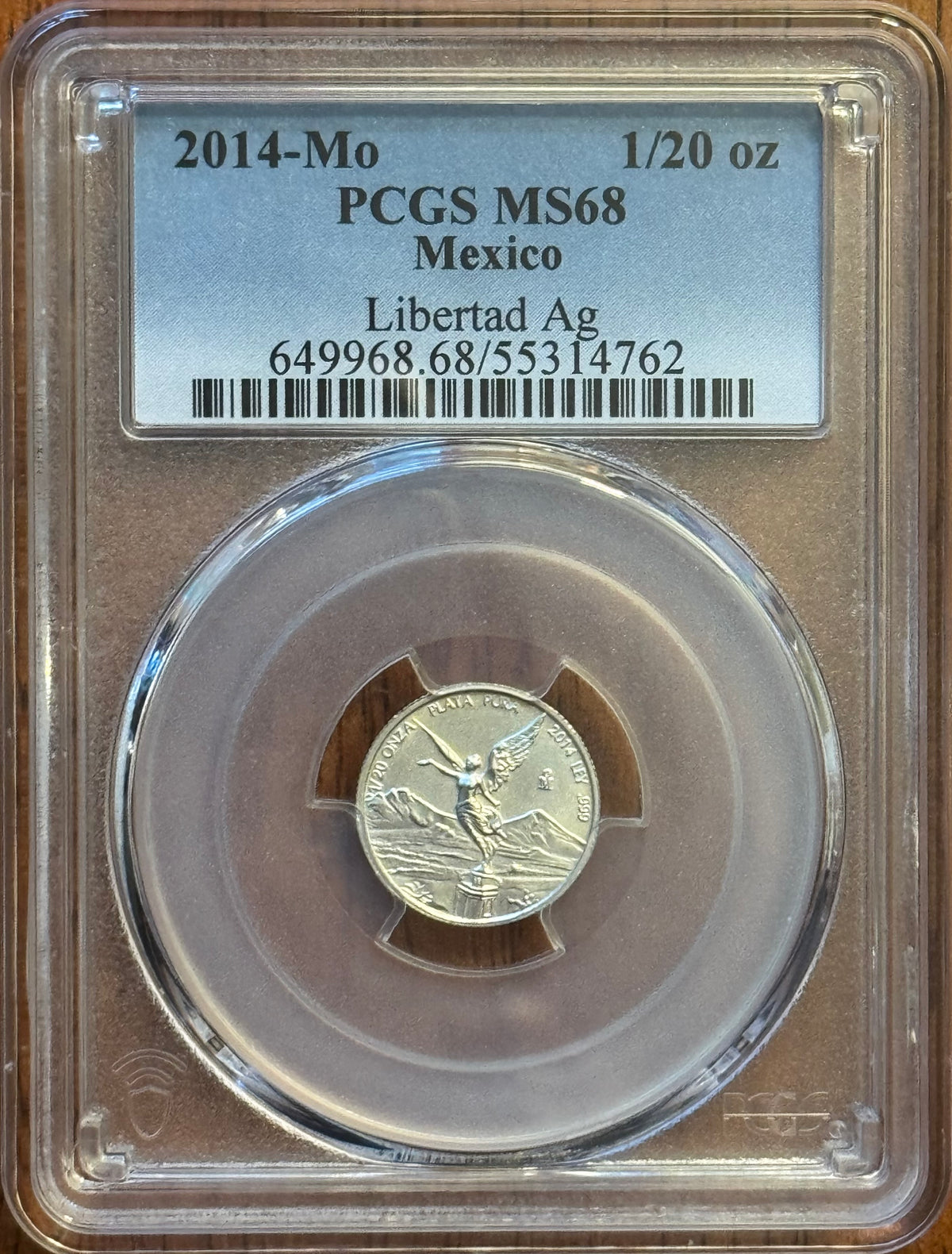 2014-Mo Mexico 1/20 oz Libertad BU - PCGS MS68