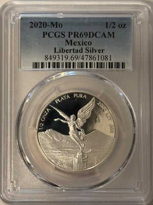 2020-Mo Mexico 1/2 oz Silver Libertad Proof PCGS PR69DCAM