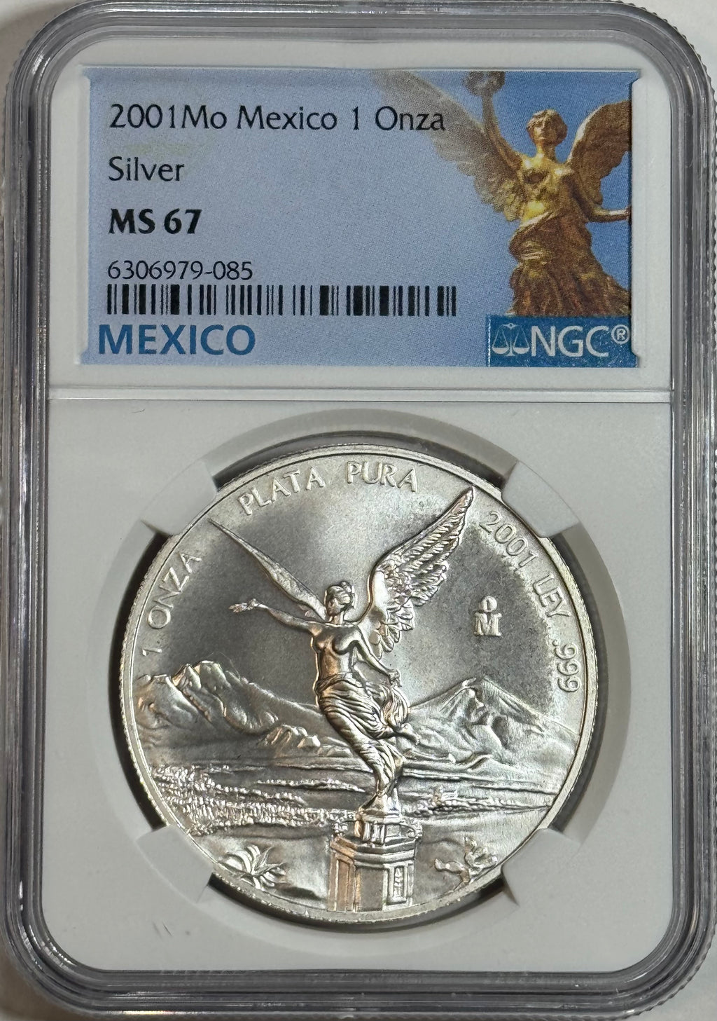 2001-Mo Mexico 1 oz Silver Libertad NGC MS67