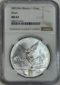 2001-Mo Mexico 1 oz Silver Libertad NGC MS67