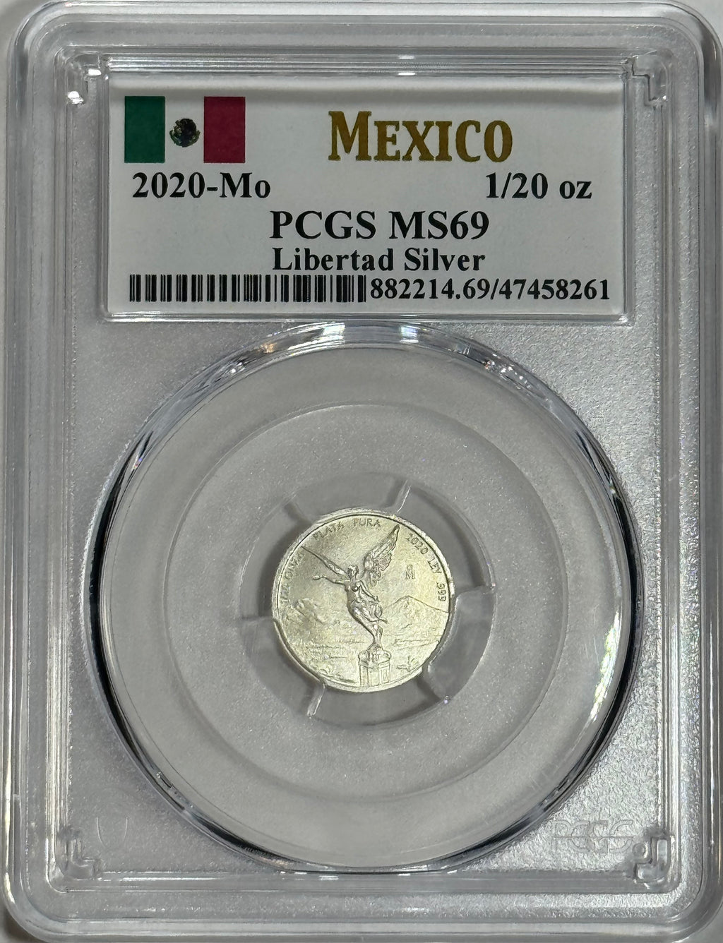 2020-Mo Mexico 1/20 oz Silver Libertad BU PCGS MS69