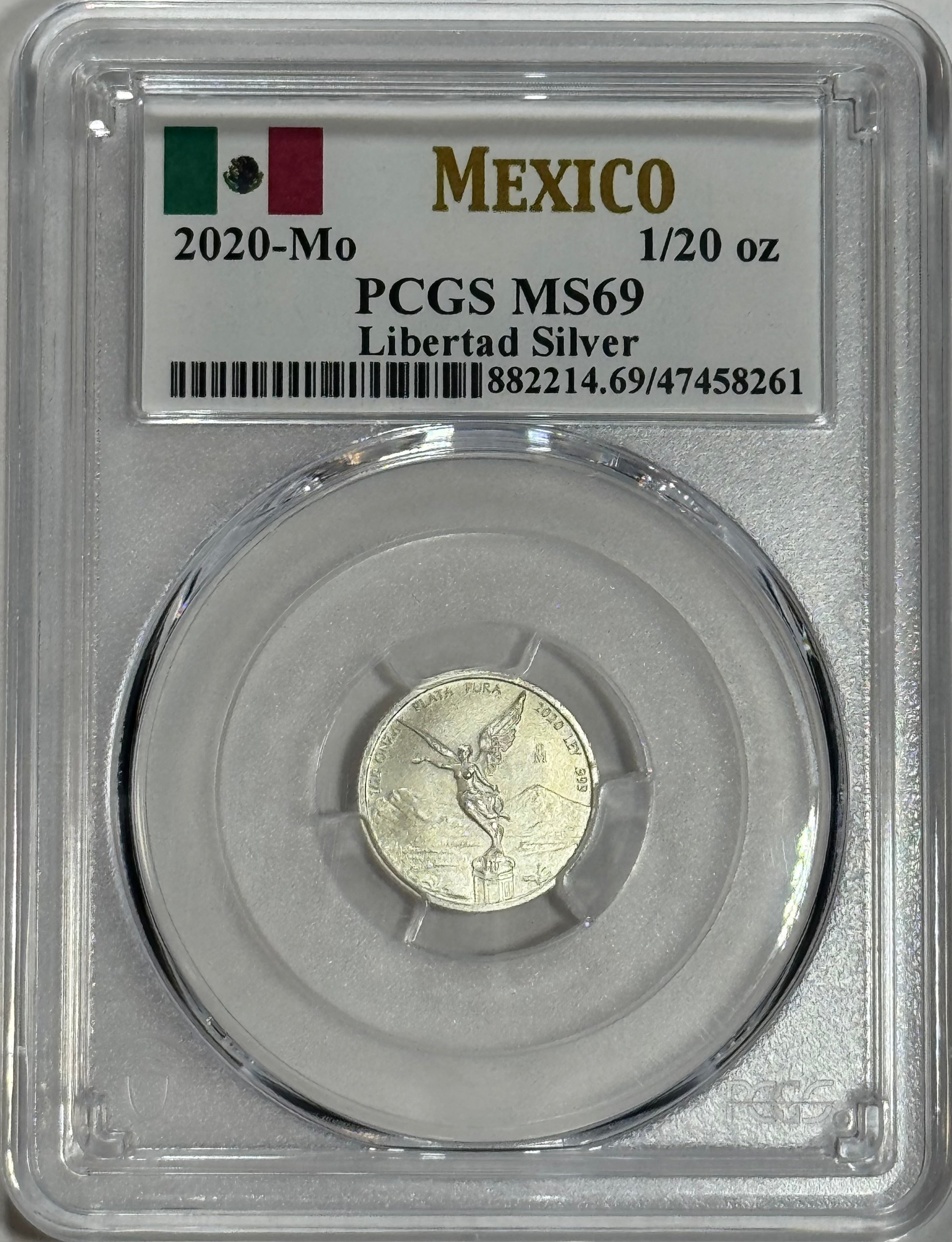 2020-Mo Mexico 1/20 oz Silver Libertad BU PCGS MS69