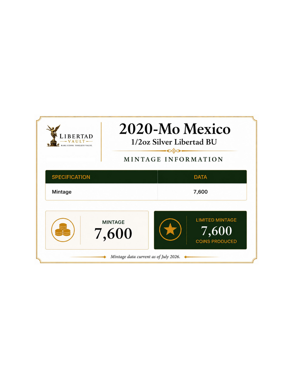 2020-Mo Mexico 1/2oz Silver Libertad BU