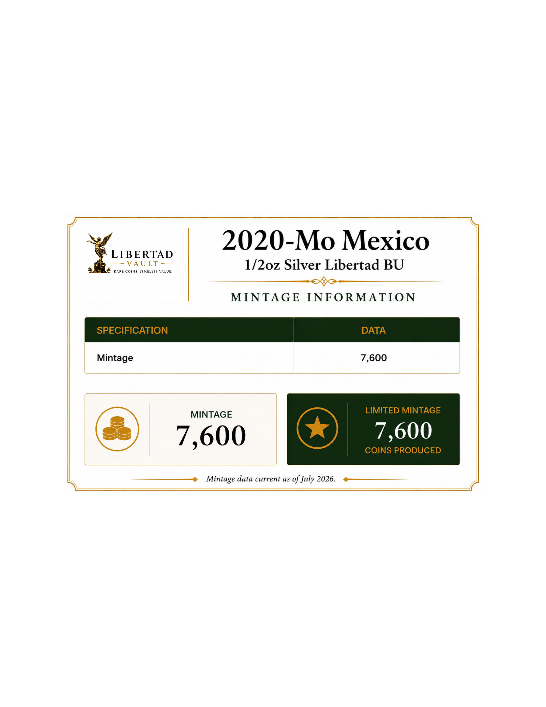 2020-Mo Mexico 1/2oz Silver Libertad BU