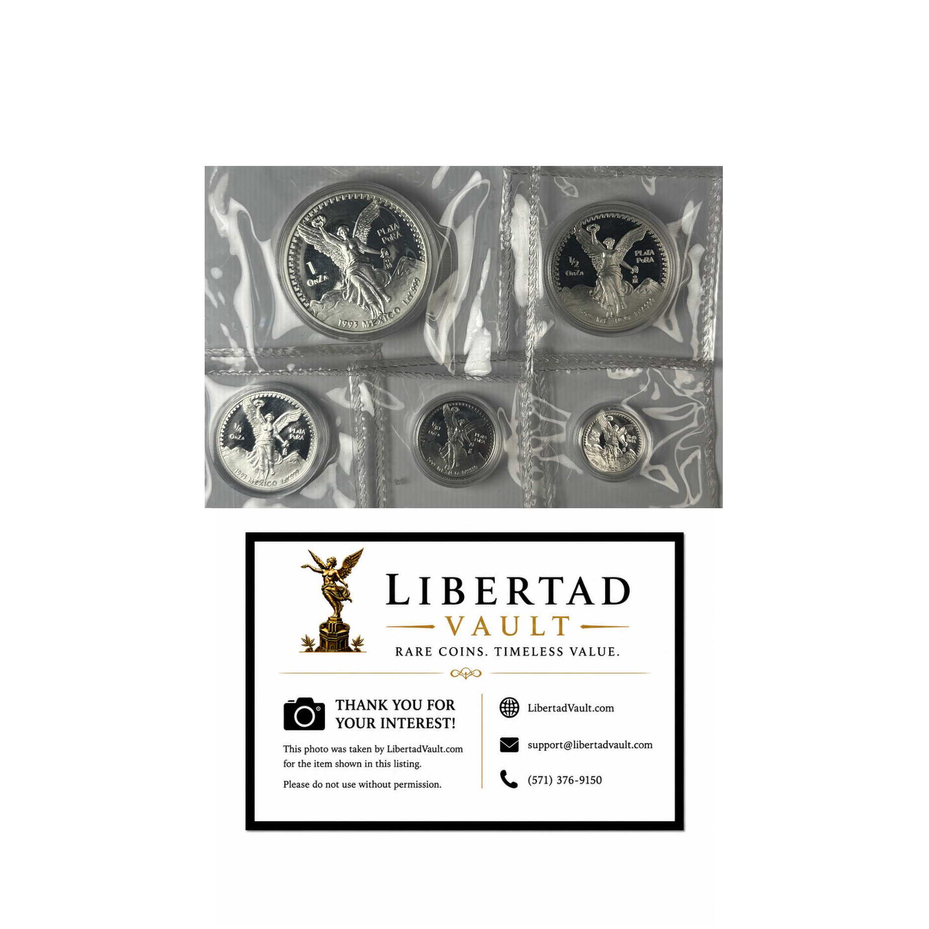 1993-Mo Mexico Silver Libertad 5-Coin Proof Set