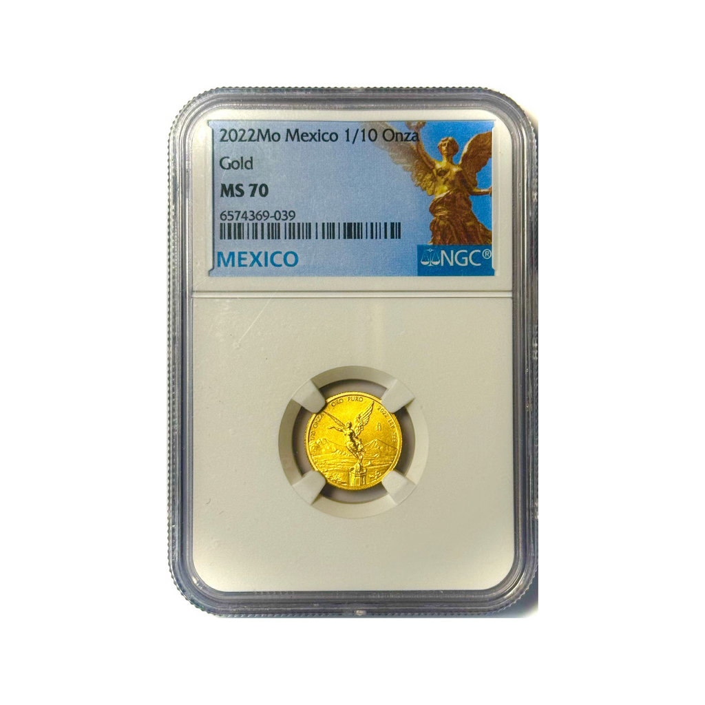 2022-Mo Mexico Gold 1/10 Onza Libertad BU NGC MS70