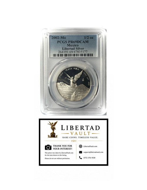 2002-Mo Mexico 1/2oz Silver Libertad Proof PCGS PR69DCAM