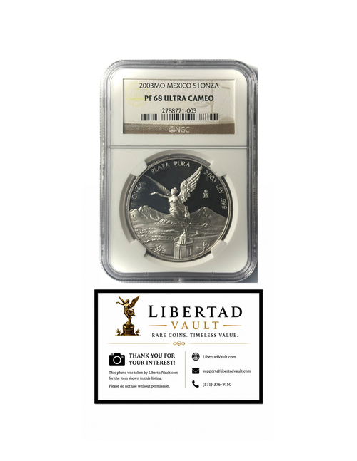 2003-Mo Mexico 1oz Silver Libertad Proof PCGS PR68 ULTRA CAMEO