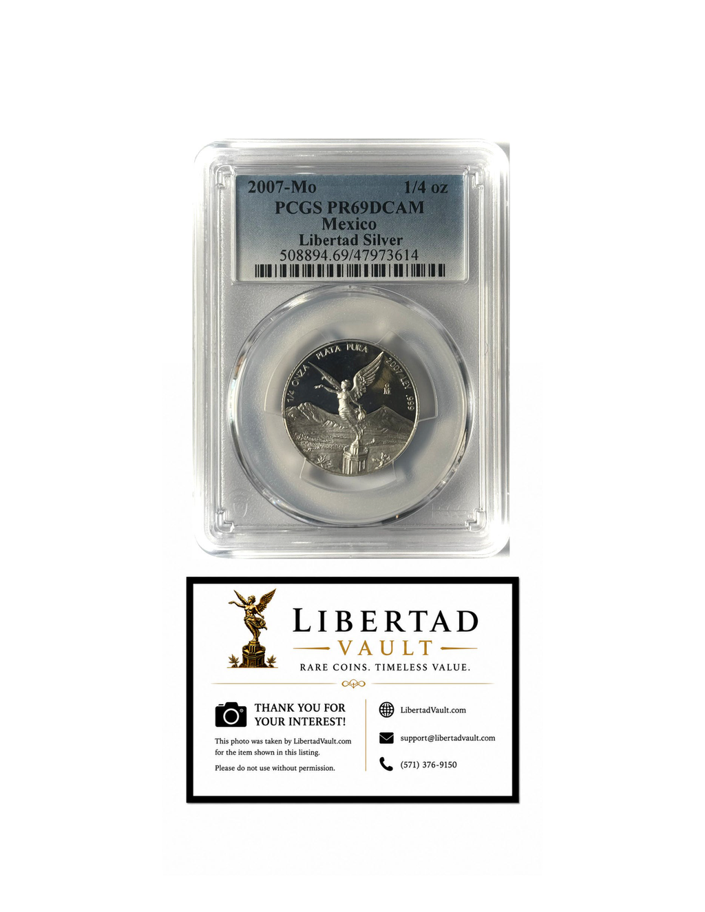 2007-Mo Mexico 1/4oz Silver Libertad Proof PCGS PR69DCAM