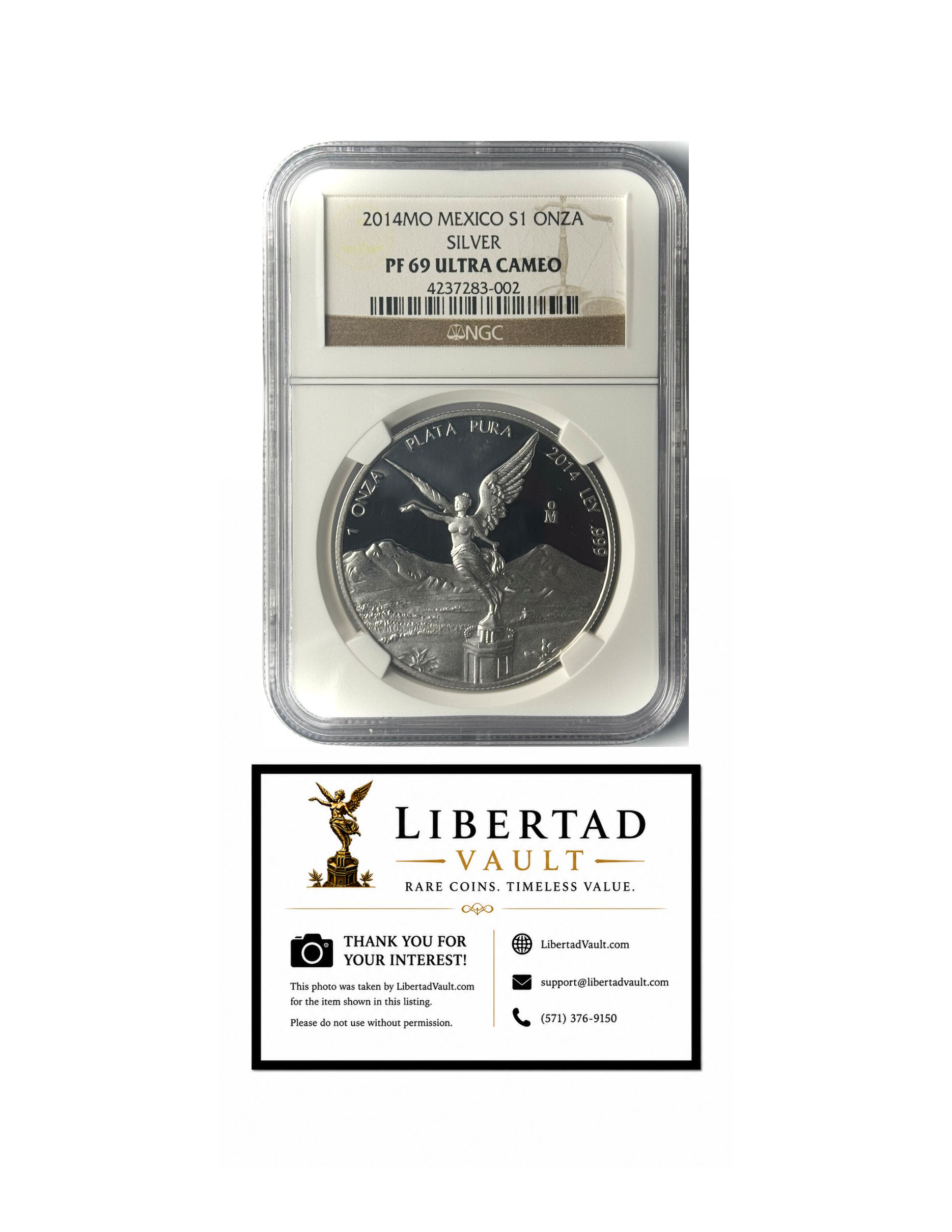 2014-Mo Mexico 1oz Silver Libertad Proof NGC PF69 ULTRA CAMEO