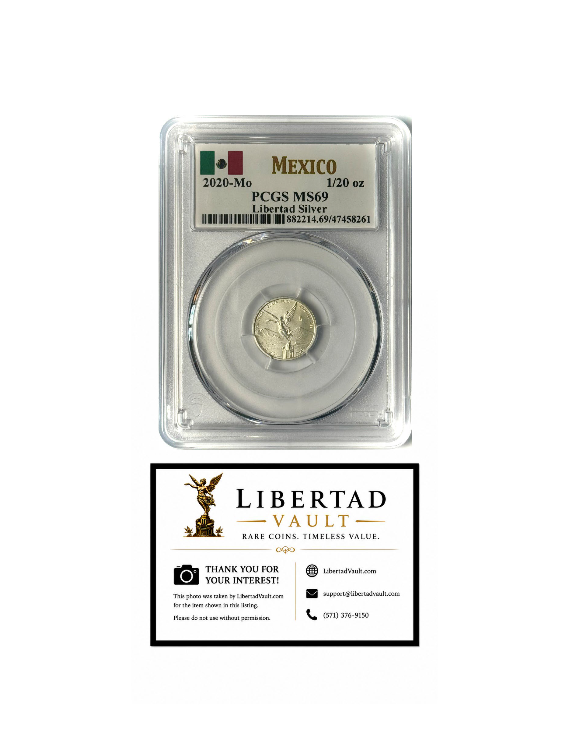 2020-Mo Mexico 1/20oz Silver Libertad BU PCGS MS69