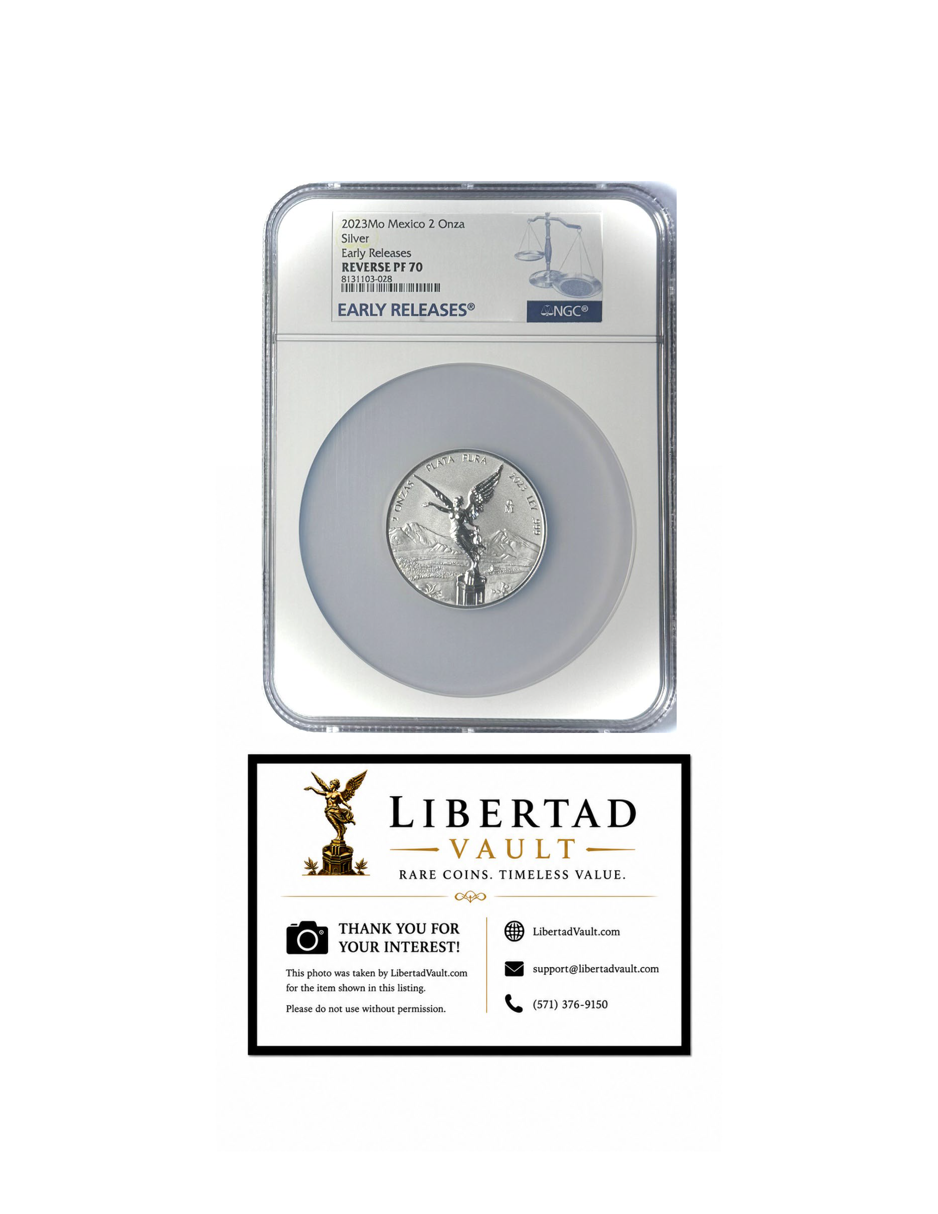 2023-Mo Mexico 2oz Silver Libertad Reverse Proof NGC REVERSE PF70
