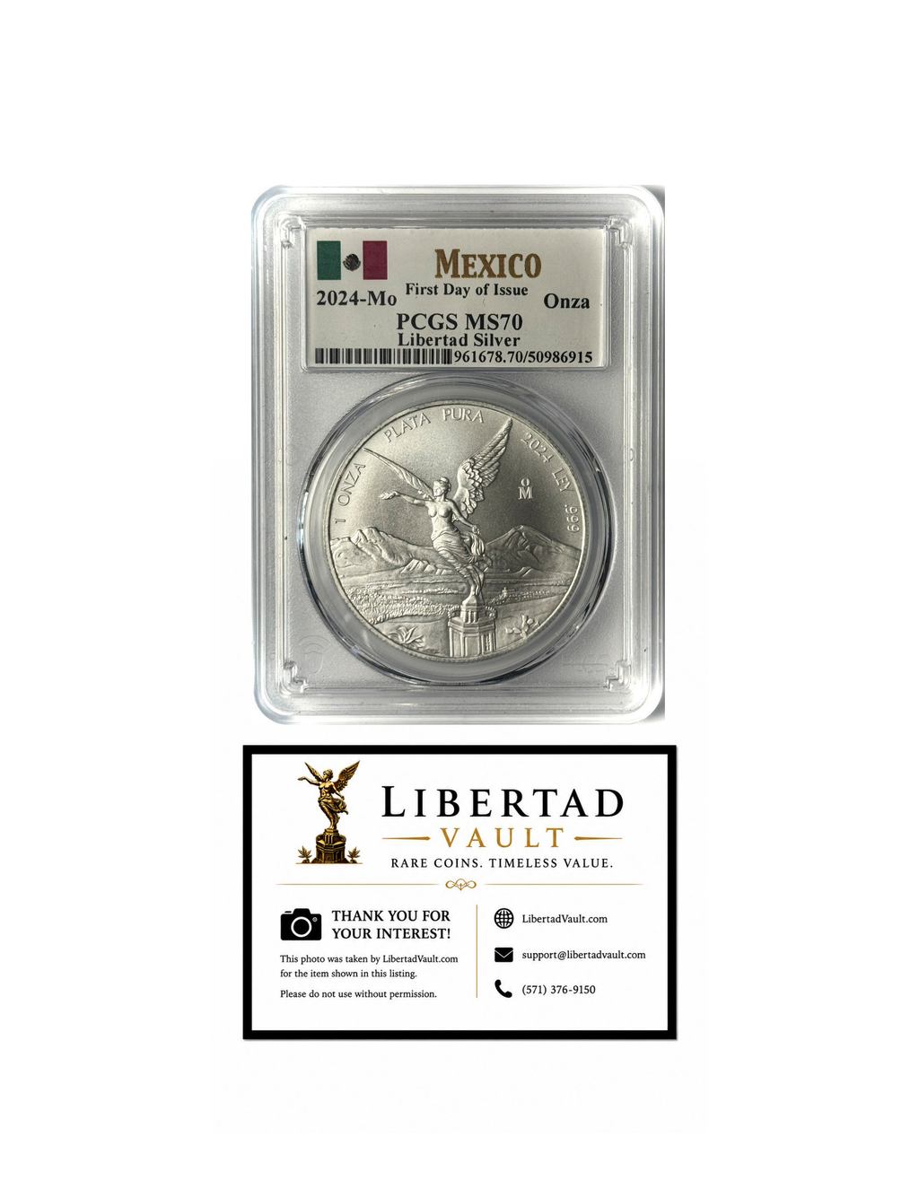 2024-Mo Mexico 1oz Silver Libertad BU PCGS MS70 FDOI