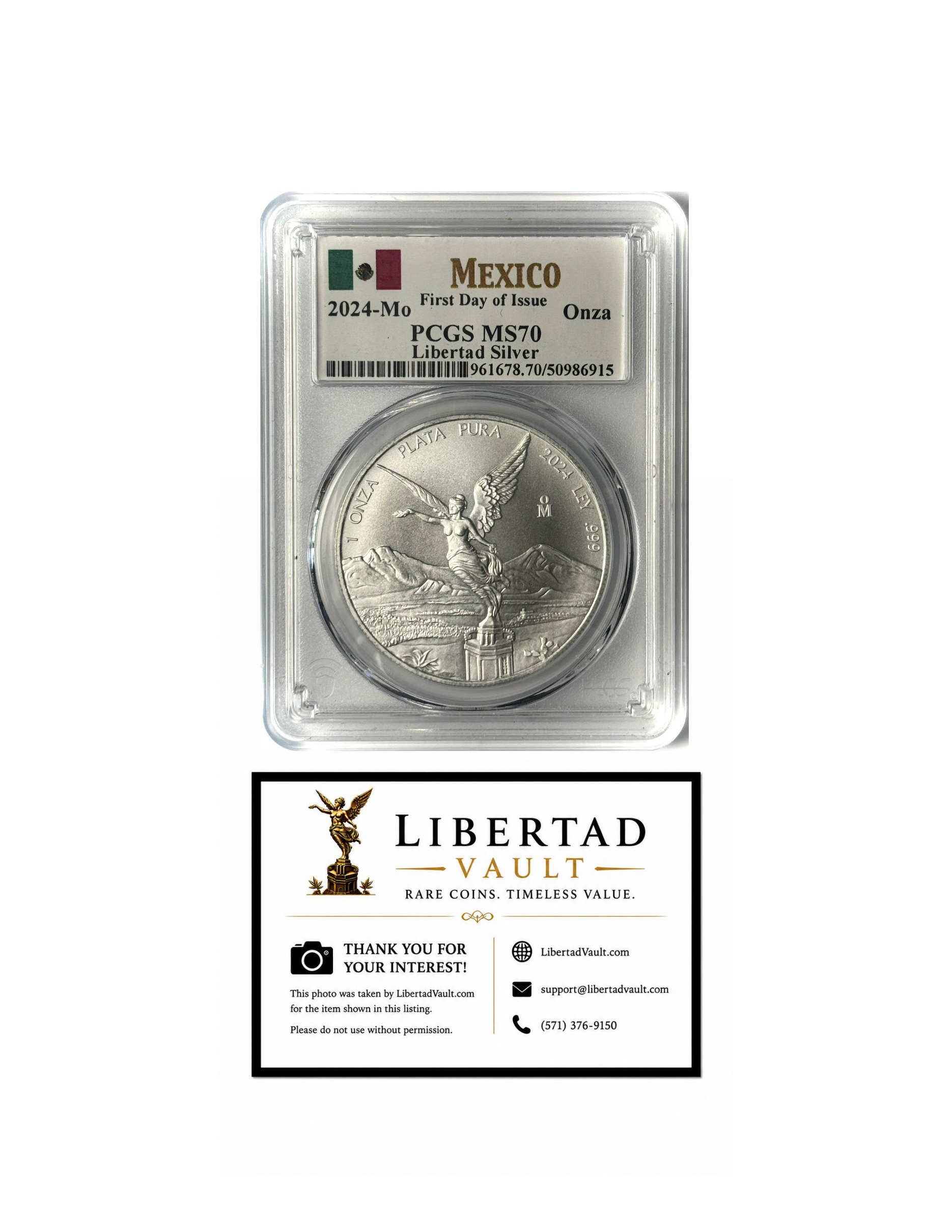 2024-Mo Mexico 1oz Silver Libertad BU PCGS MS70 FDOI