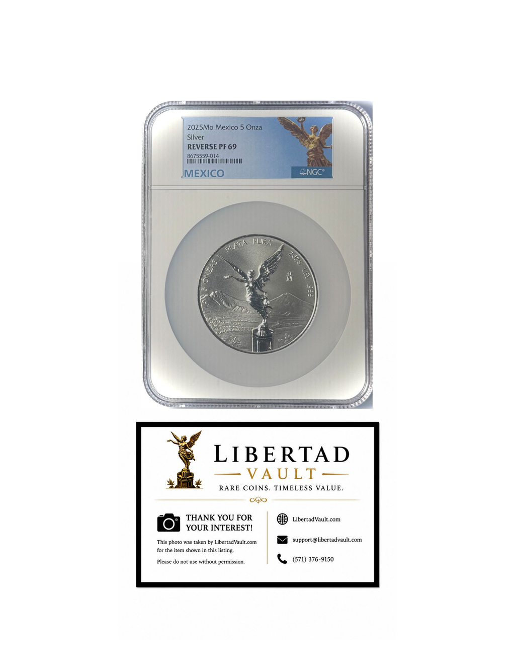 2025-Mo Mexico 5oz Silver Libertad Reverse Proof NGC REVERSE PF69